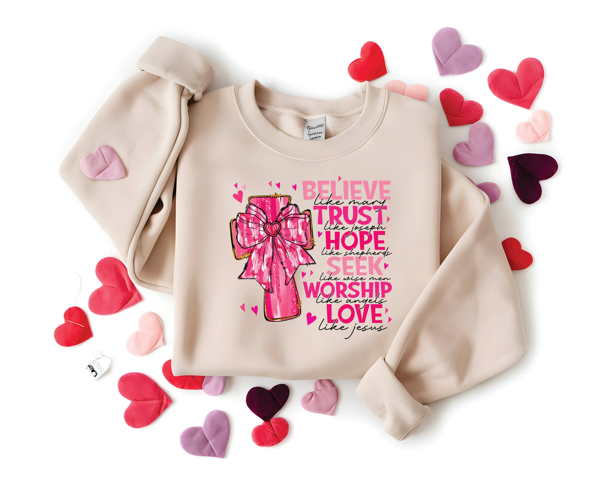 Believe Trust Hope Brushstroke Cross - Transfer
