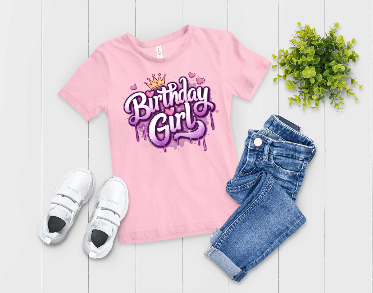 Birthday Girl Purple Hearts - Transfer