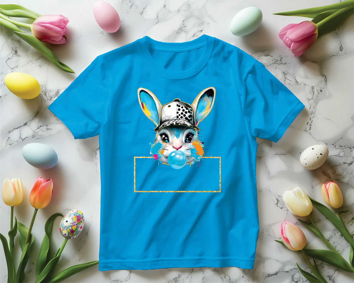 Blue Splatter Bubble Bunny--add name Transfer
