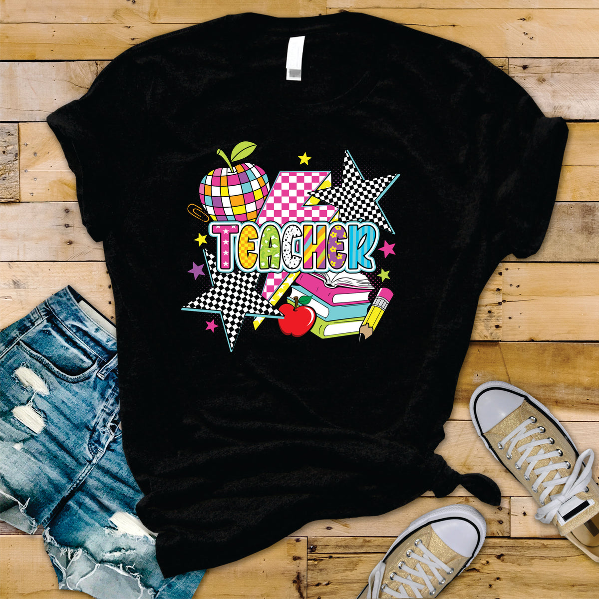Bright Retro Teacher Collage - Transfer