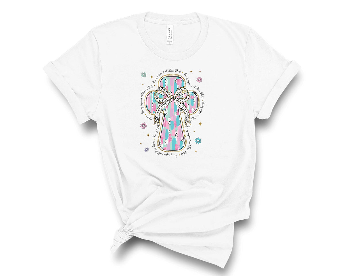 Brushstroke Easter Cross He Is Risen - Transfer