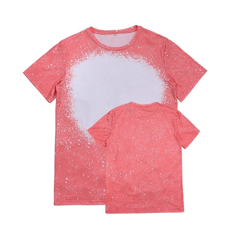 Polyester Bleach T-Shirt - Coral