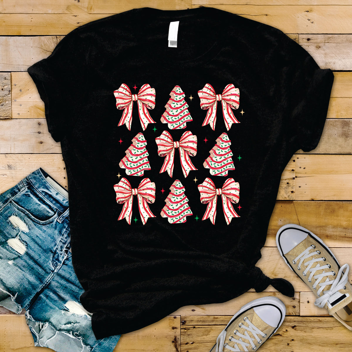 Coquette Christmas Tree Cake Collage - Transfer