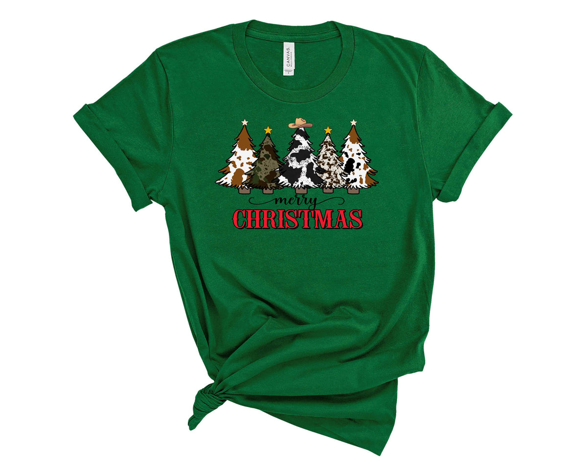 Cow Print Christmas Trees - Transfer