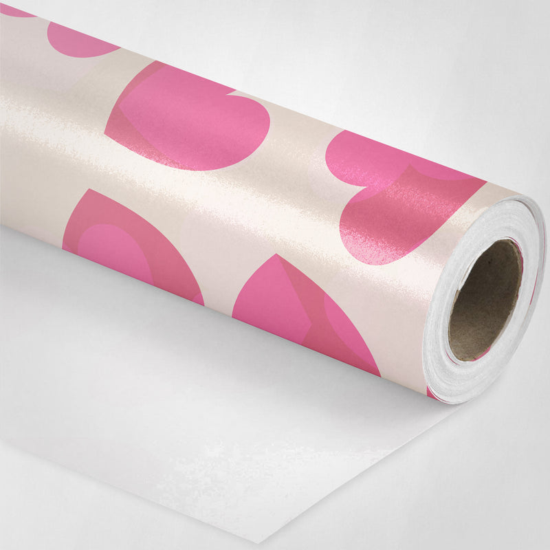 Cream and Pink Hearts Wrapping Paper