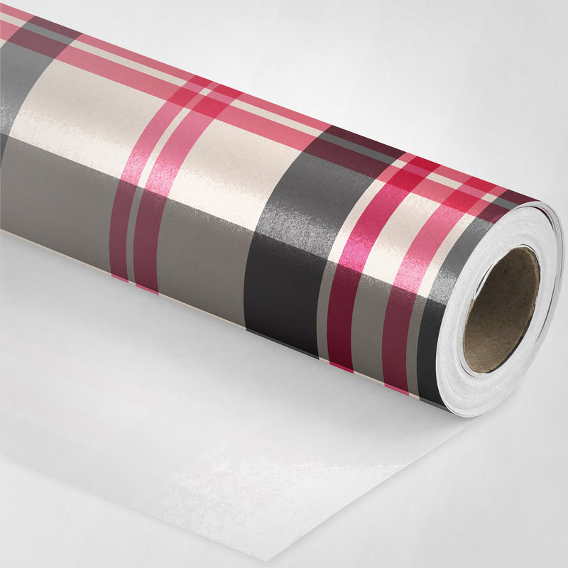 Cream and Pink Plaid Wrapping Paper