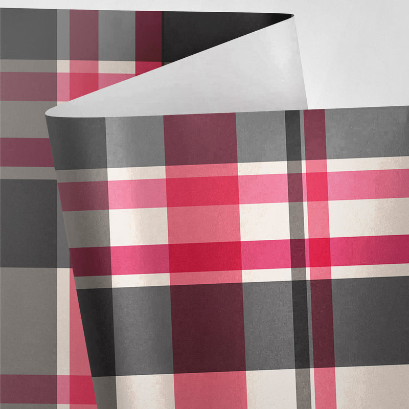 Cream and Pink Plaid Wrapping Paper