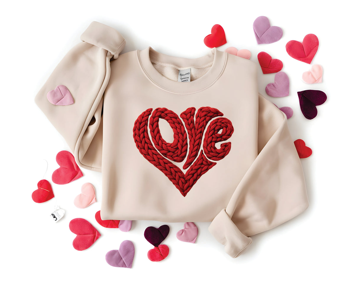 Faux Crochet LOVE Red - Transfer