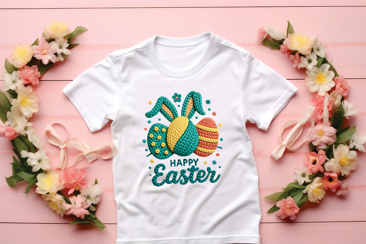 Faux Yarn Happy Easter Eggs - Transfer