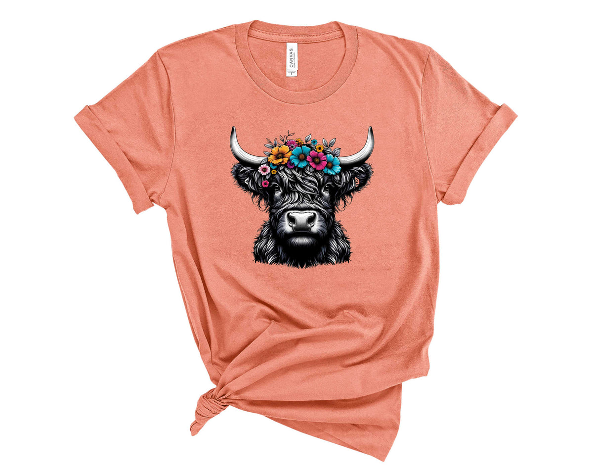 Floral Highland Cow - Transfer