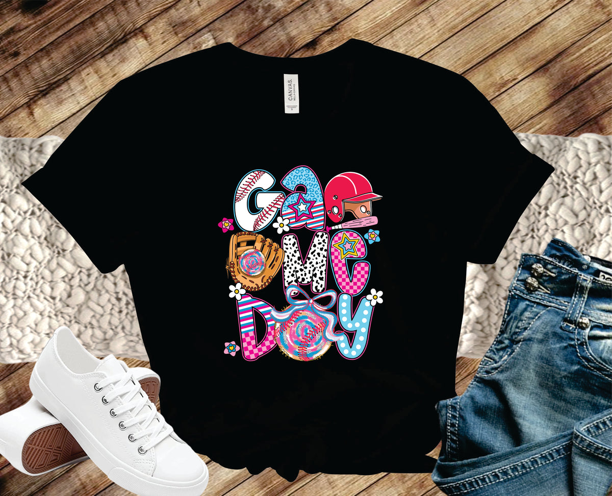 Gameday Pink Blue Doodle- Transfer