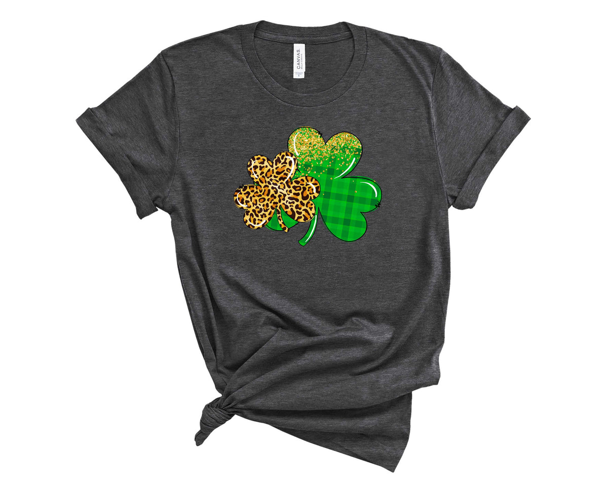 Glitter Leopard Plaid Clover - Transfer