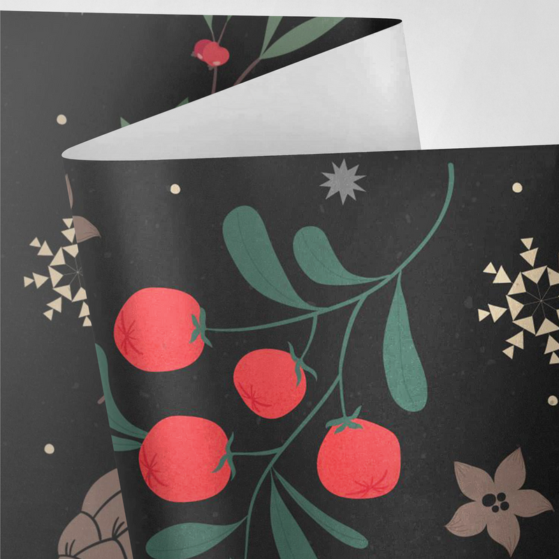 Black Holly and Pinecones Wrapping Paper