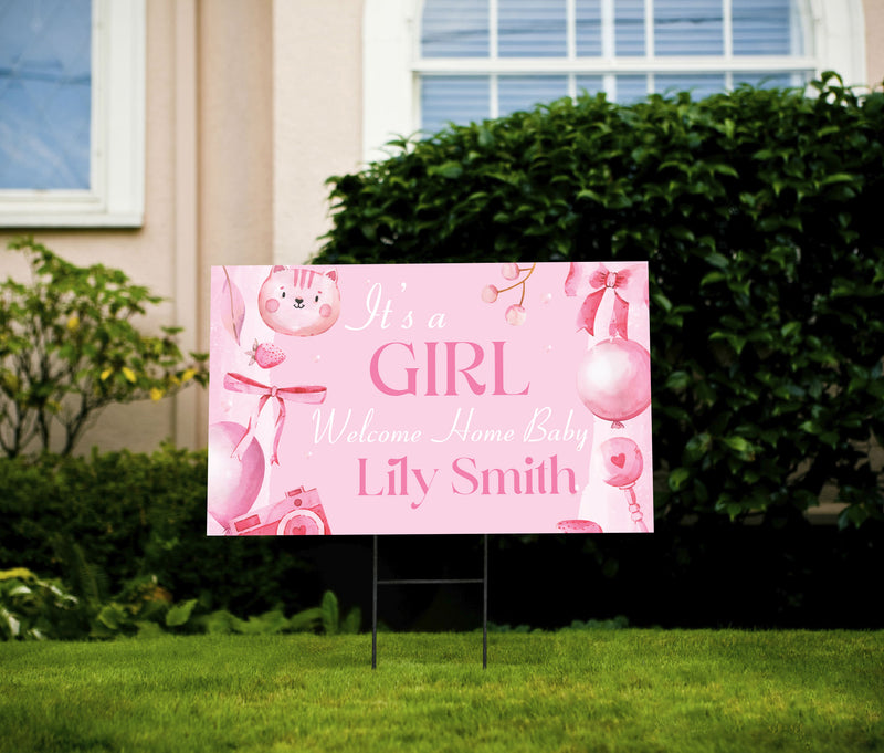 It's A Girl Announcement Yard Sign