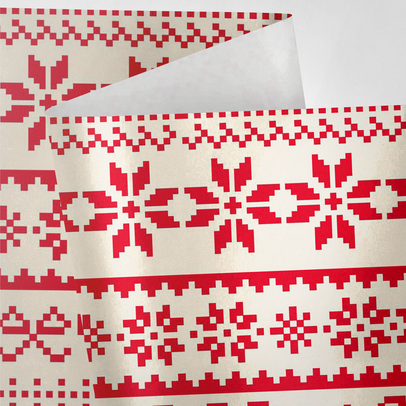Red and White Knitted Christmas Wrapping Paper