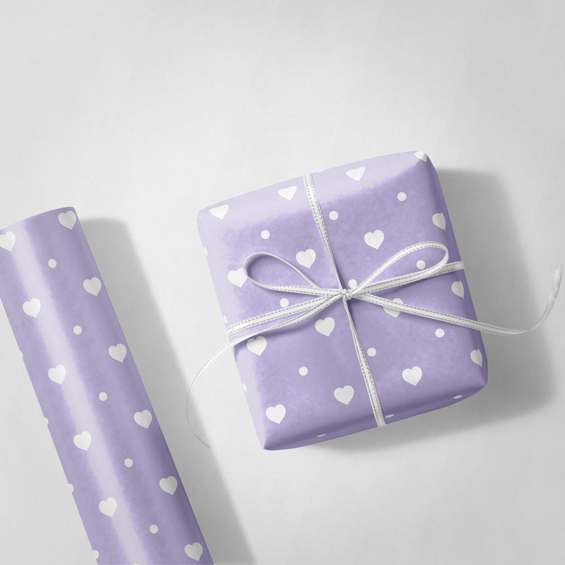 Lavender Hearts Wrapping Paper