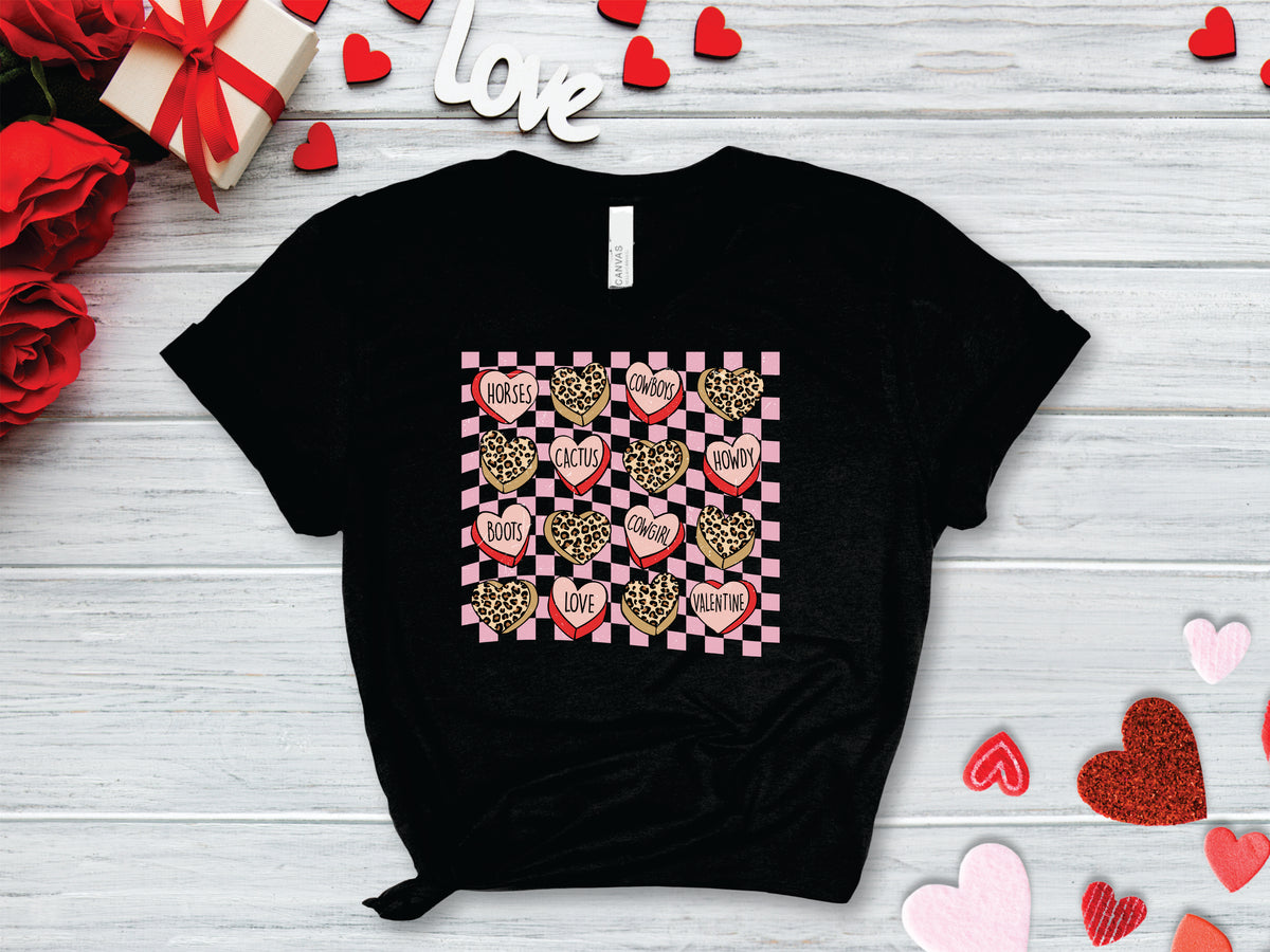 Leopard Candy Hearts Western - Transfer