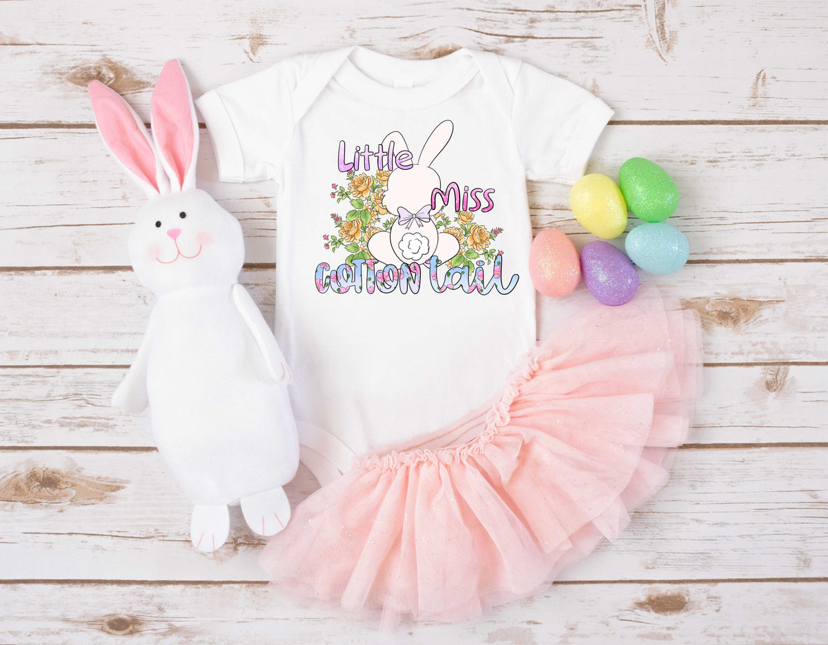 Little Miss Cotton Tail Floral Doodle - Transfer