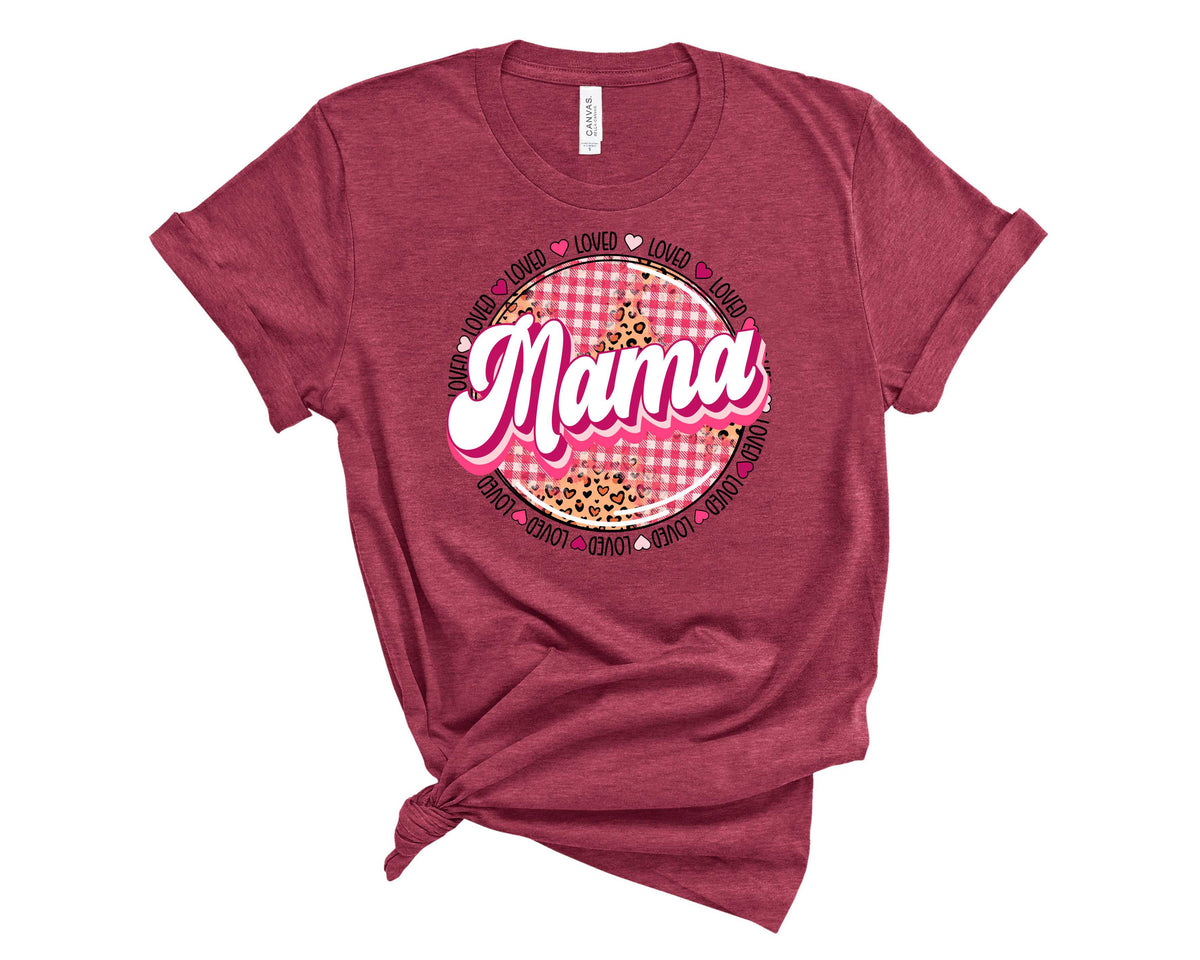 MAMA Plaid Heart Leopard Grunge Circle - Transfer