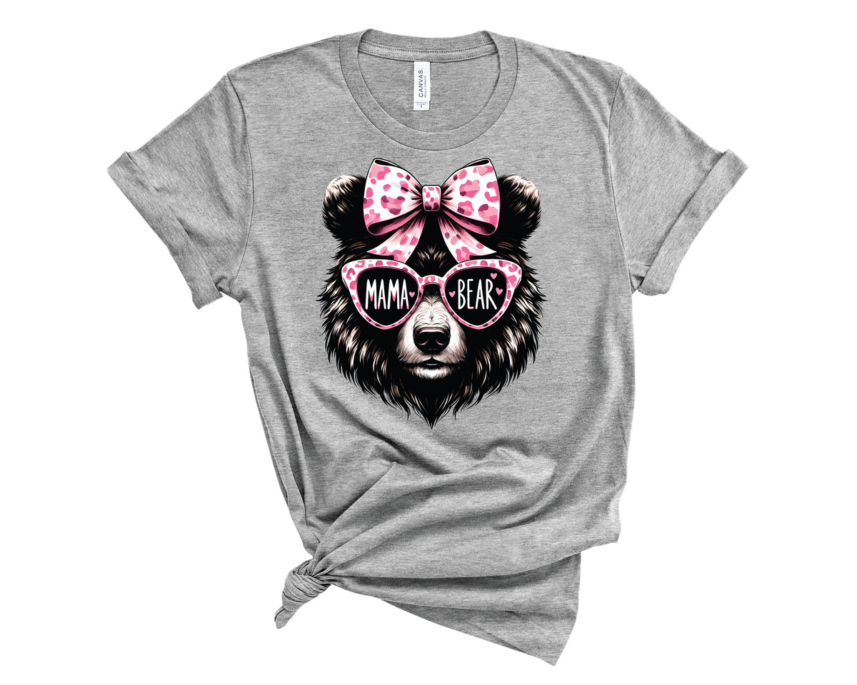 Mama Bear Pink Leopard Bow - Transfer