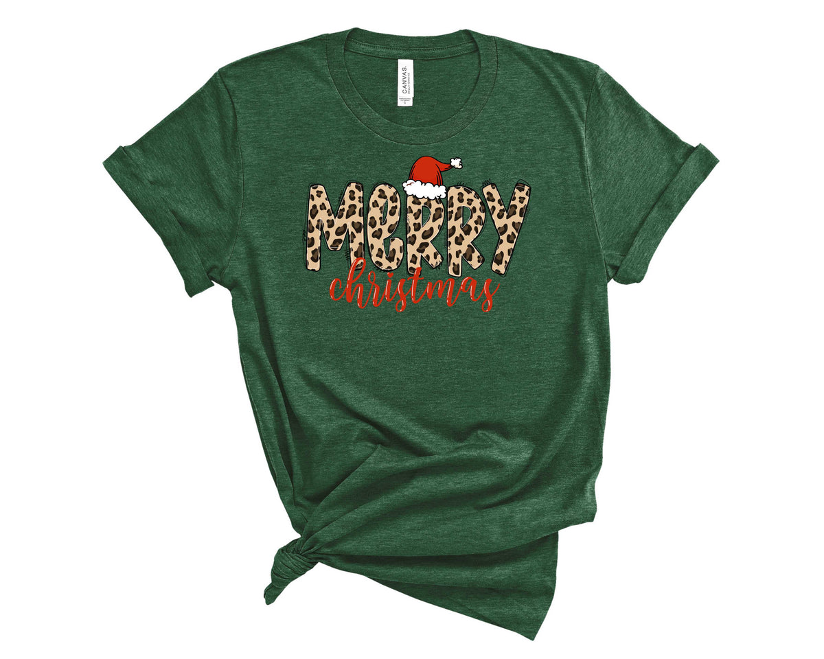 Merry Christmas Leopard w/Hat - Transfer