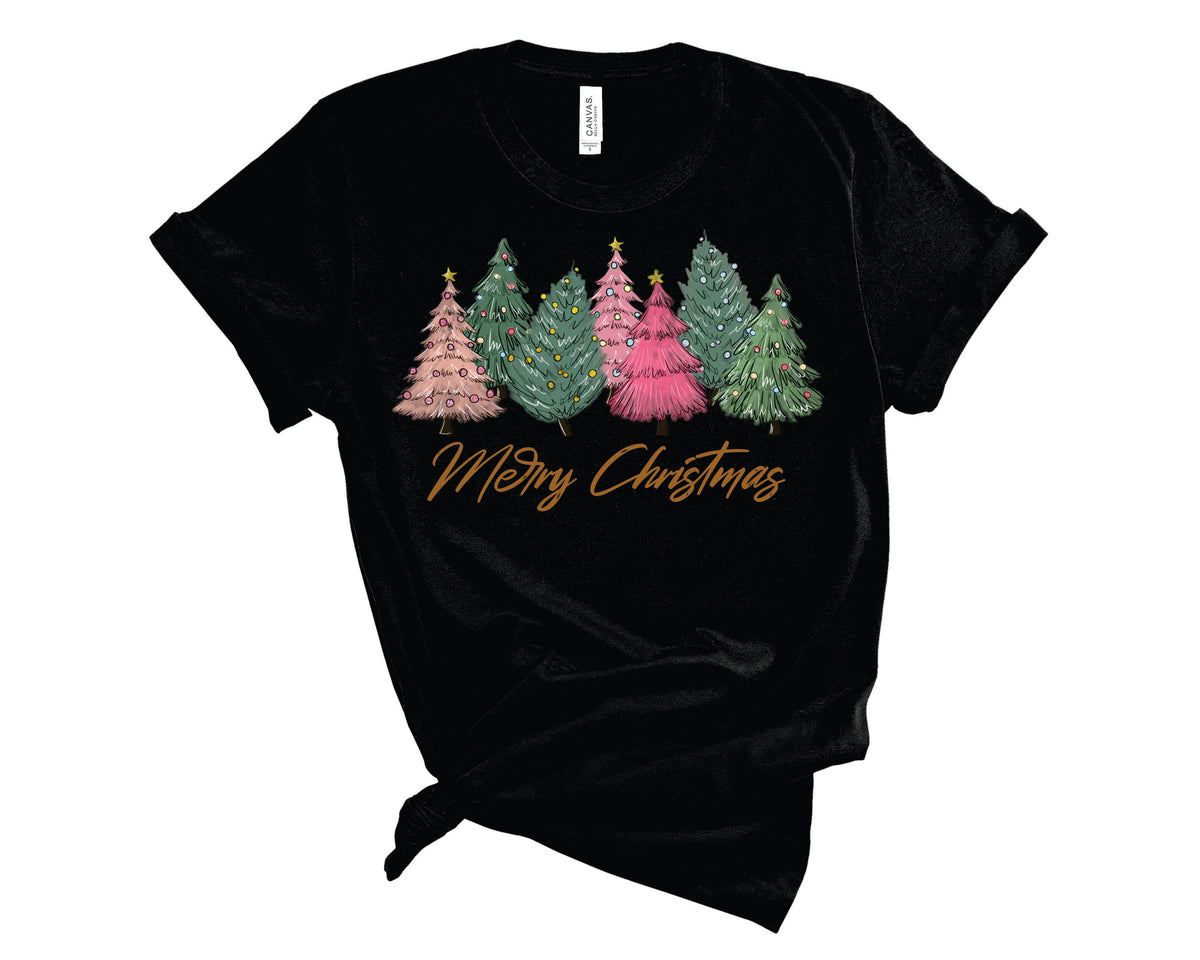 Merry Christmas Mixed Trees - Transfer