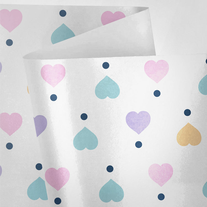 Pastel Polka Dot Hearts Wrapping Paper