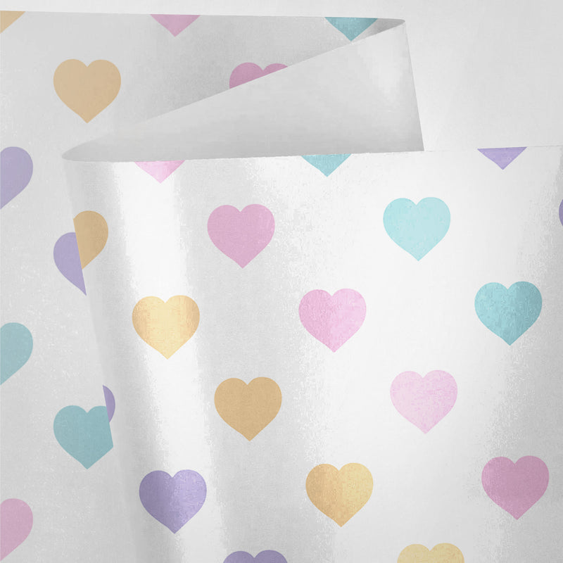 Pastel Rainbow Hearts Wrapping Paper