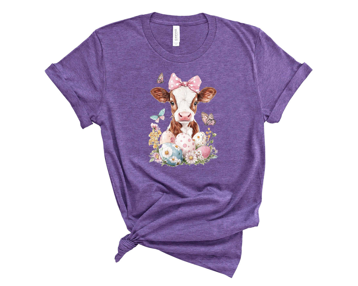 Pink Bow Easter Cow - Transfer