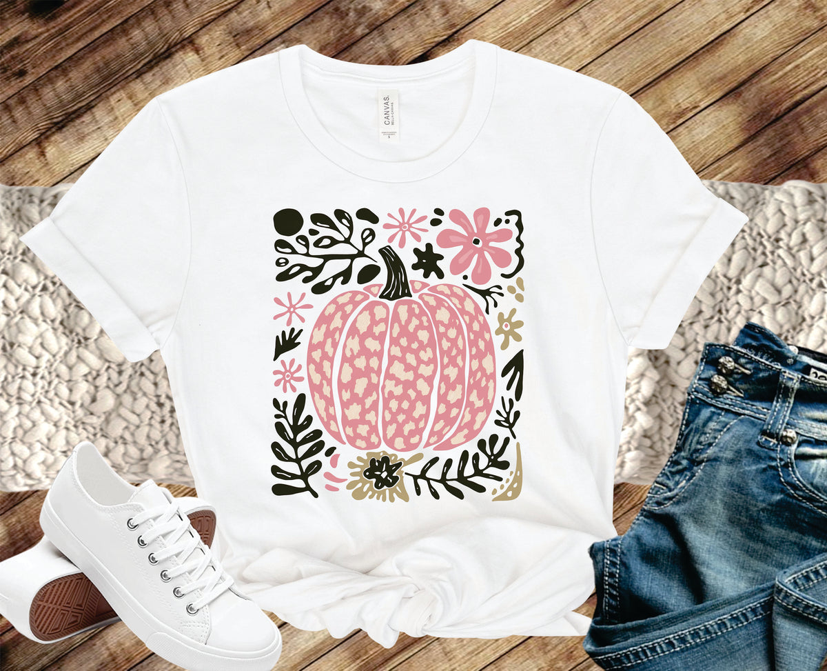 Pink Leopard Floral Pumpkin - Transfer