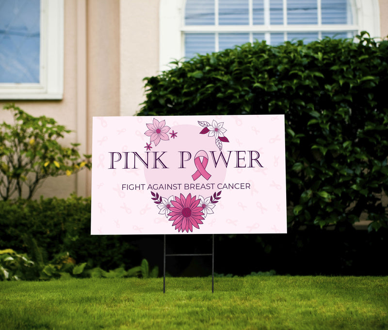 Pink Power Breast Cancer Awareness Yard Sign