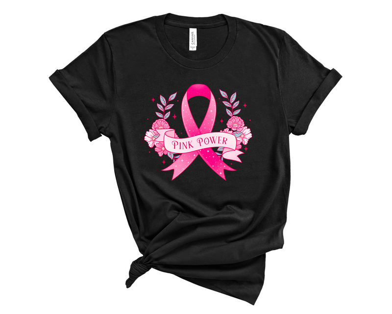 Pink Power Floral Ribbon - Graphic Tee