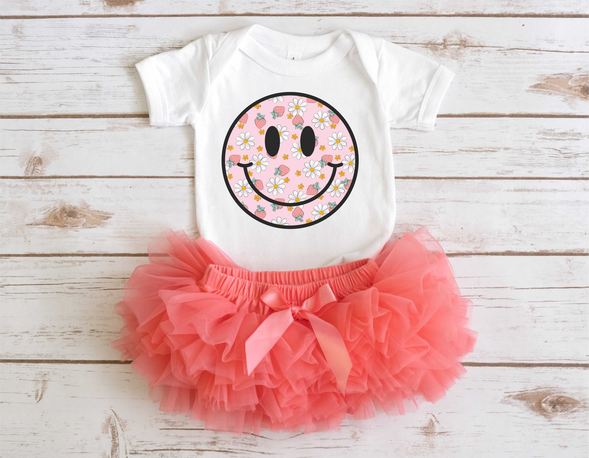 Smiley Face Daisy-Strawberry - Transfer