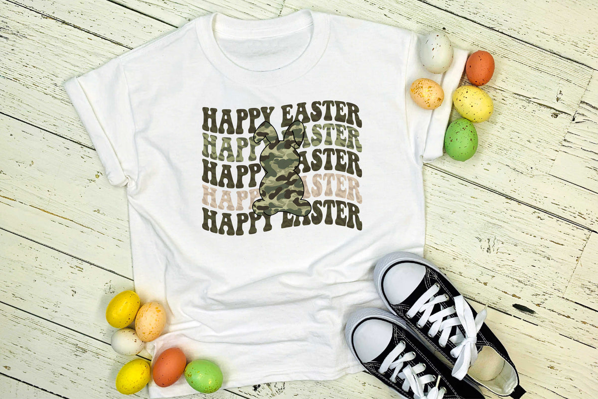 Stacked Happy Easter Camo - Transfer