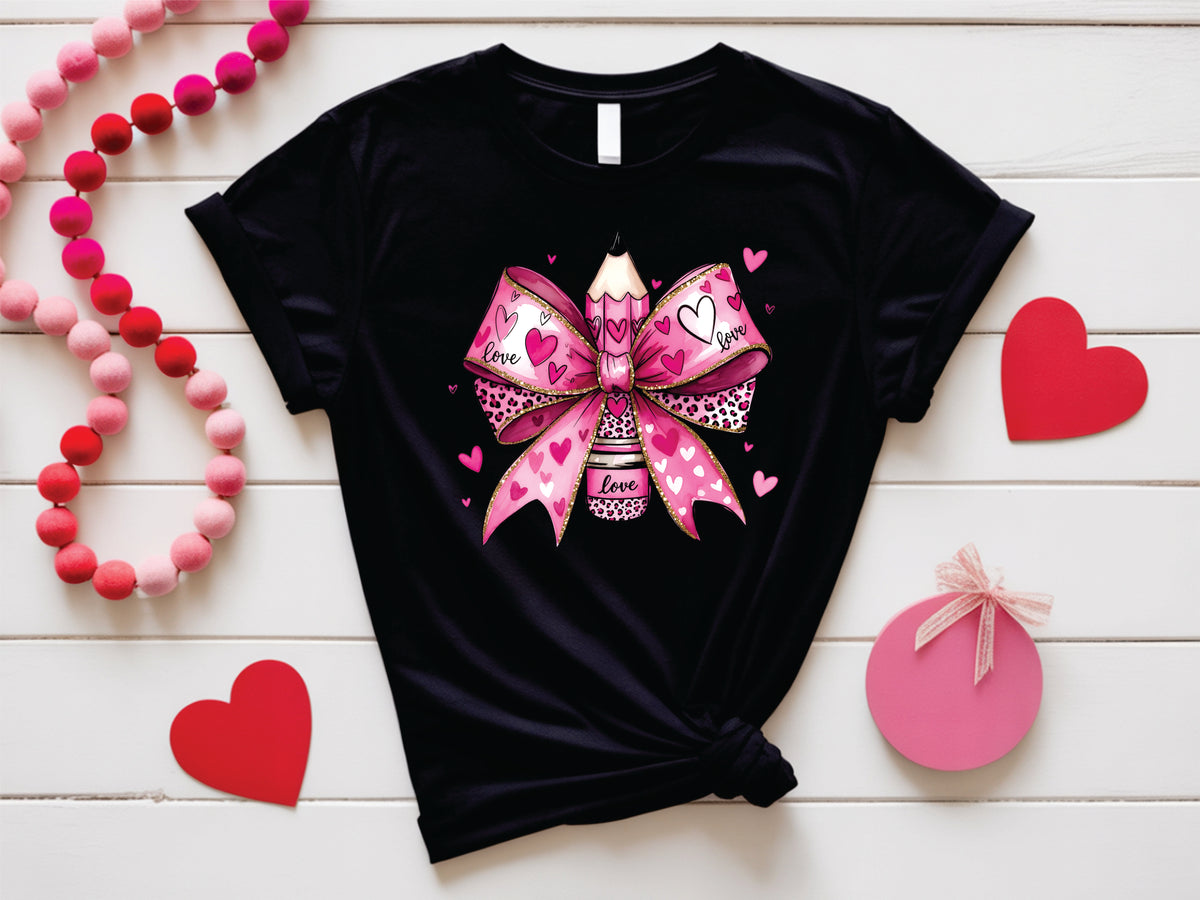 Teacher Valentine Coquette Bow Pencil - Transfer