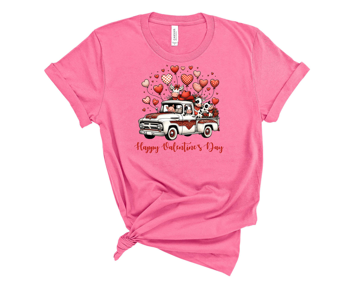 Happy Valentine's Day Truck W Balloons - Transfer
