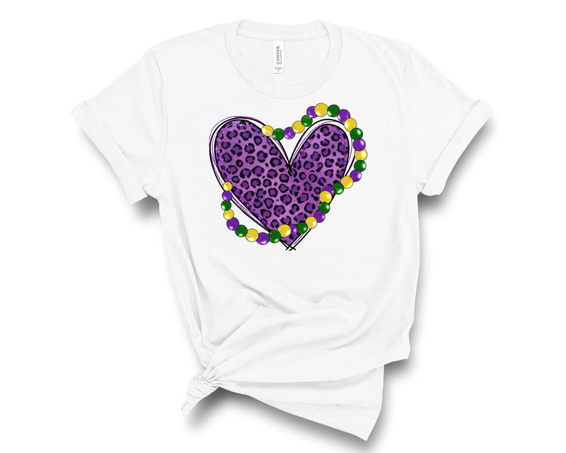 Mardi gras Heart With Leopard With Beads - Transfer