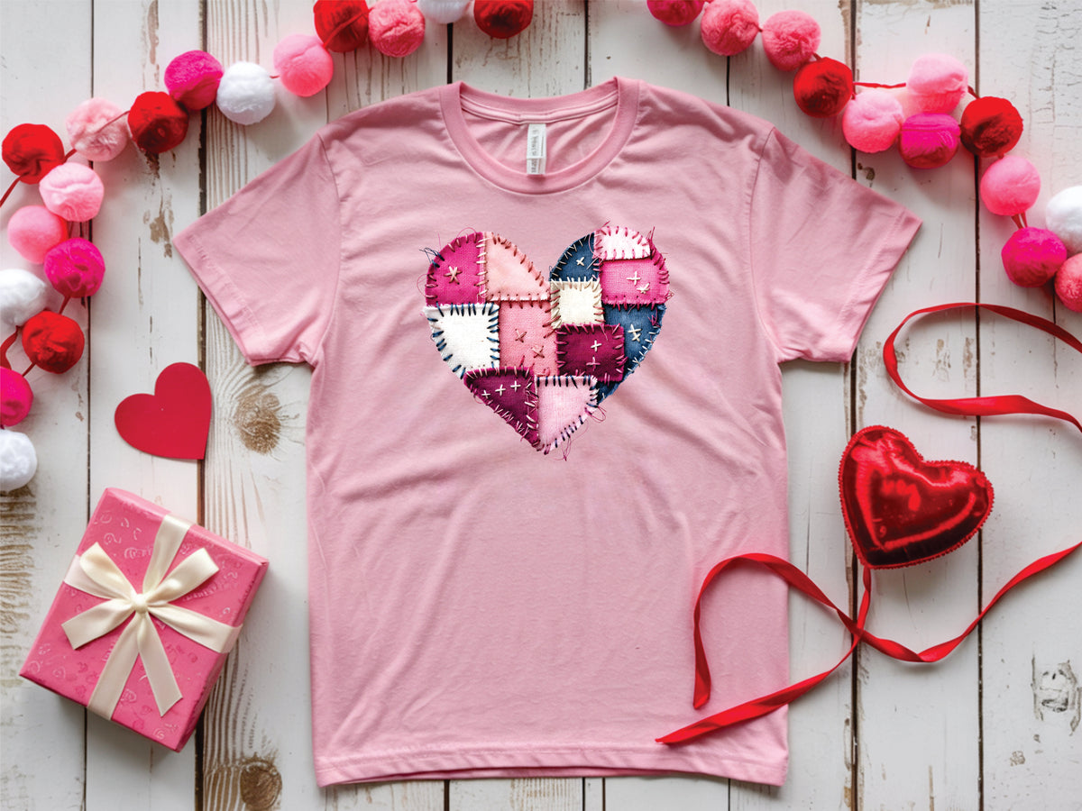 Patchwork Valentines Day Heart - Transfer