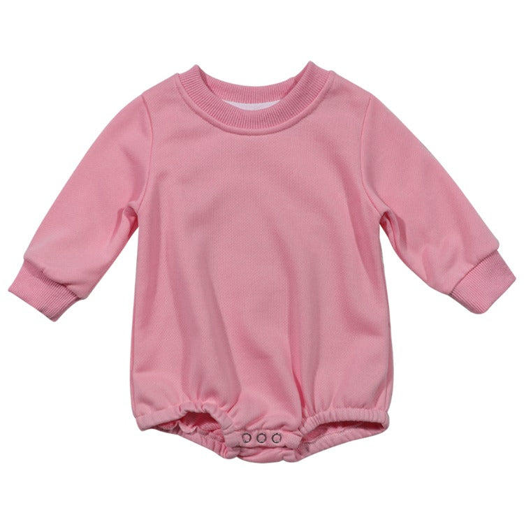 Polyester Sweatshirt Bubble Romper - Pink