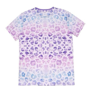 Polyester Bleach T-Shirt - Pastel Purple Leopard