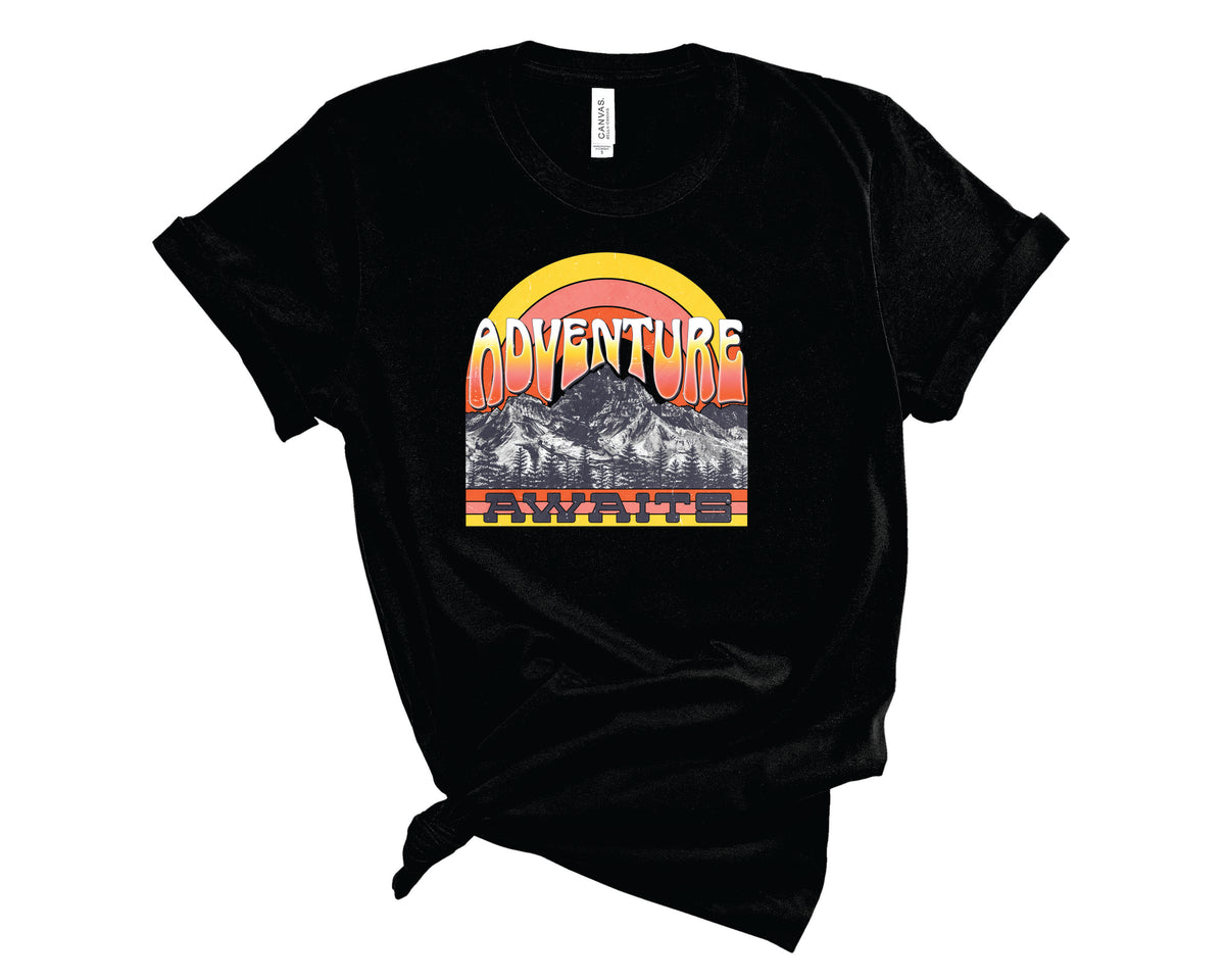 Adventure Awaits Mountains Orange - Transfer