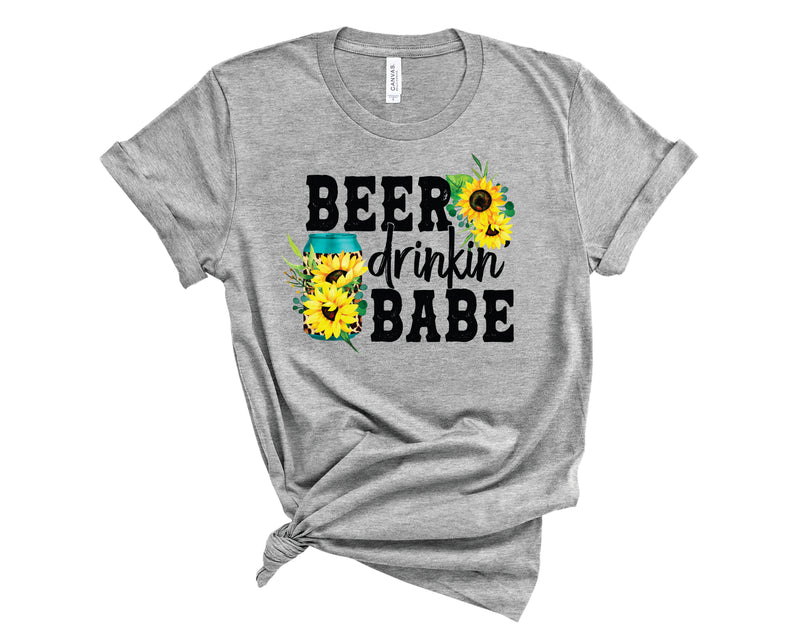 Beer Drinkin Babe Sunflower Leopard - Graphic Tee