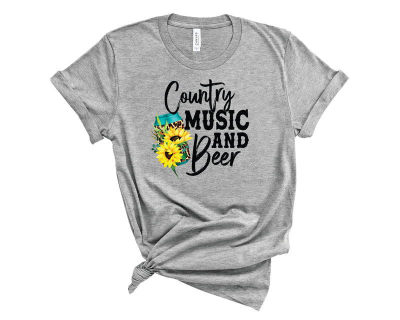 Country Music & Beer Sunflower - Graphic Tee