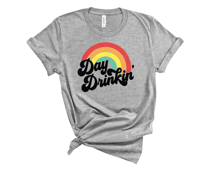 Day Drinking Vintage Rainbow Distressed - Graphic Tee