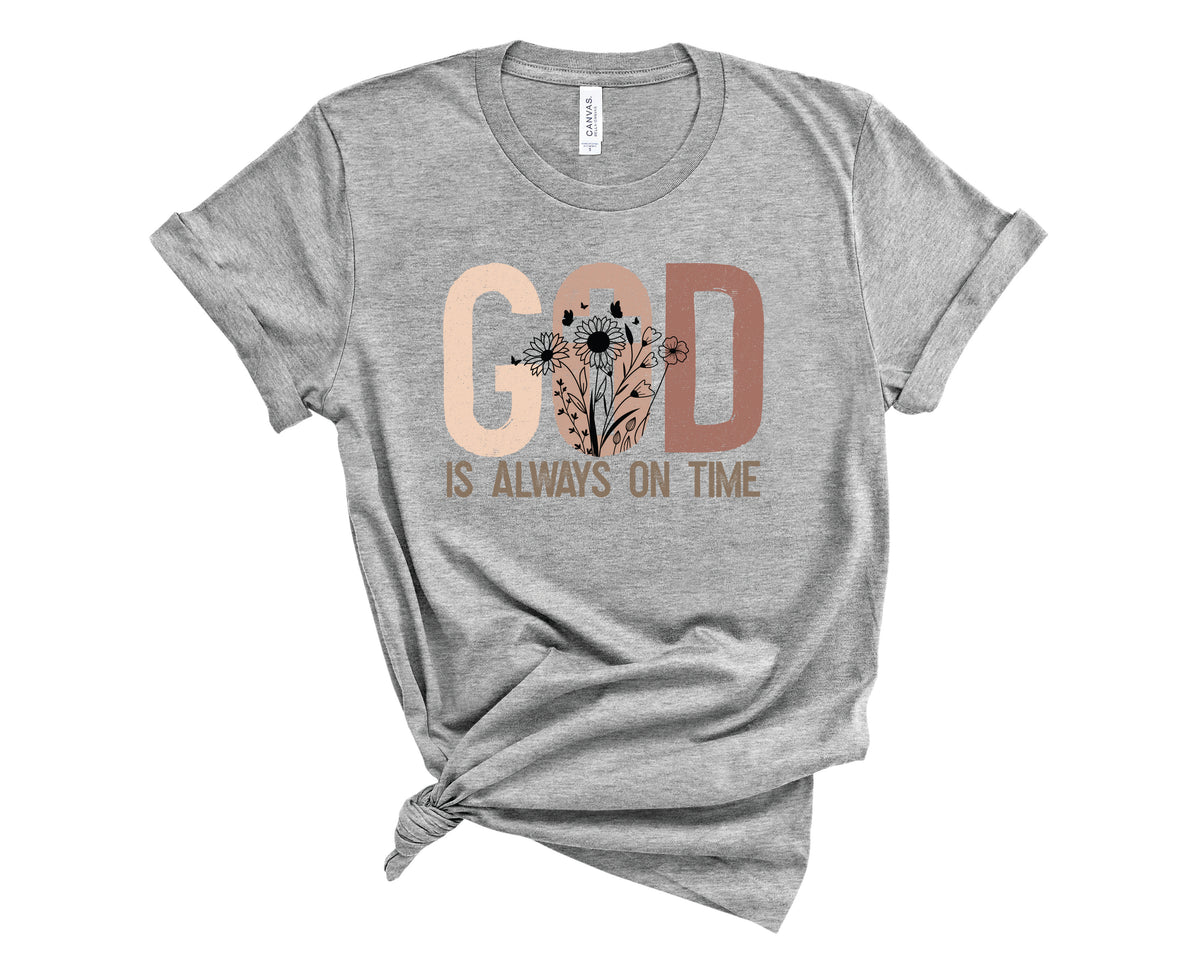 God Is Always On Time Floral - Transfer