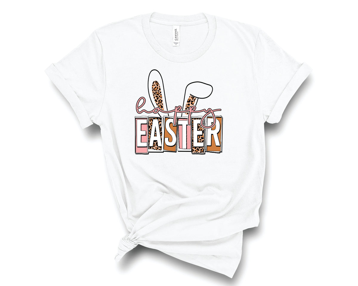Happy Easter Ears Leopard Neutral - Transfer