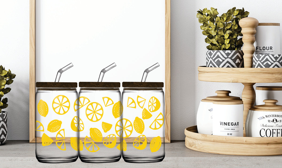 16oz Glass Jar Sublimation Wrap-- Lemons