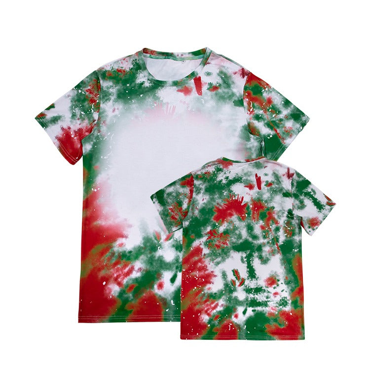 Polyester Bleach T-Shirt Tie Dye Red/Green