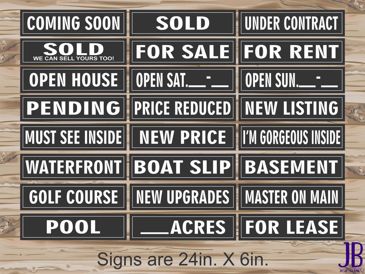 Real Estate Riders - White with Black Background- Single Sided