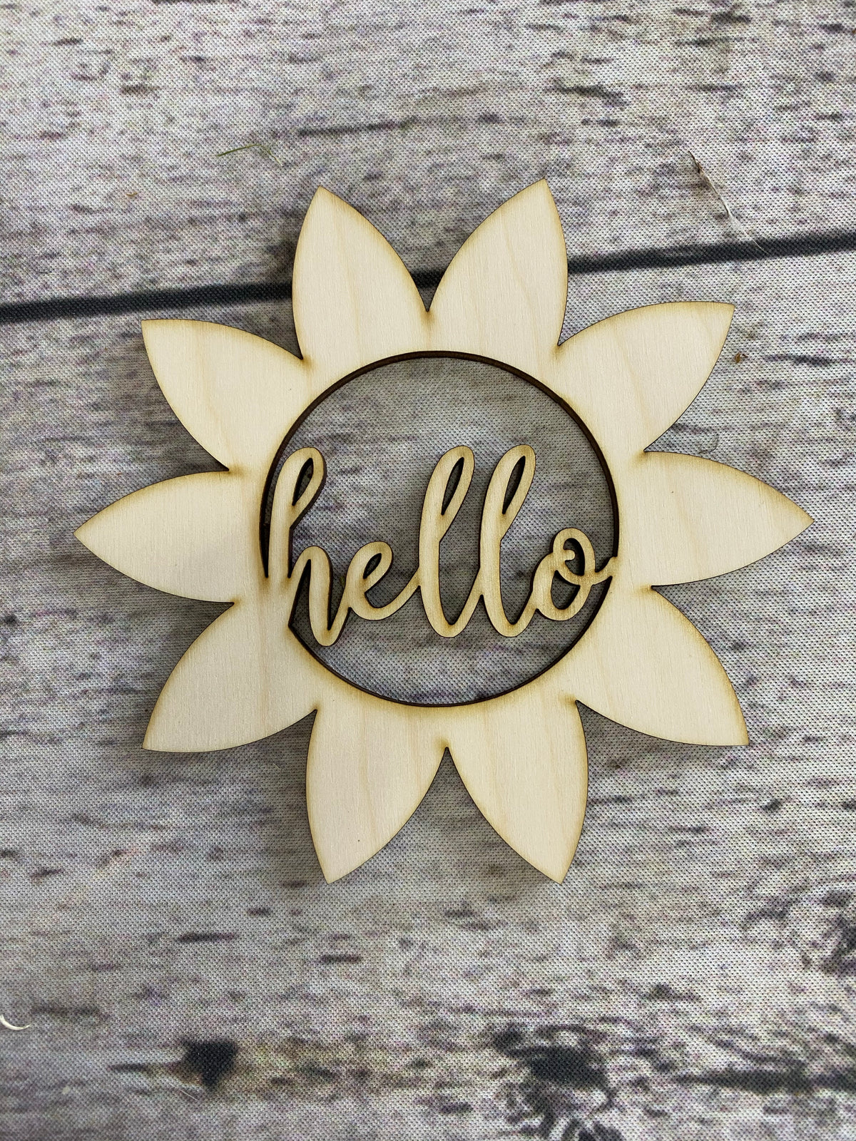 Sunflower Hello - Wood Cutout unfinished